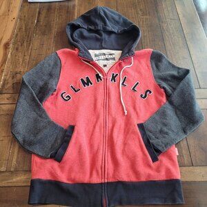 GLMR KLLS XL Red & Gray Zip-Up Hoodie With Pockets